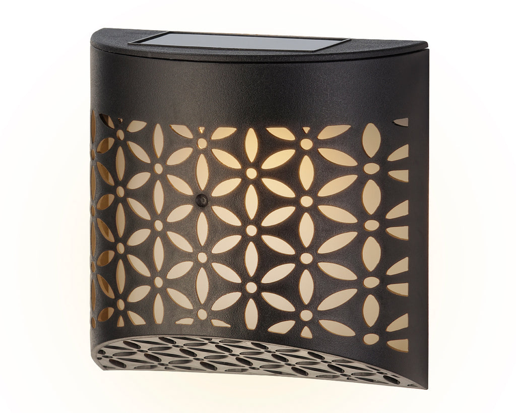 11cm Decorative Solar Wall Light - Black (Set of 2)
