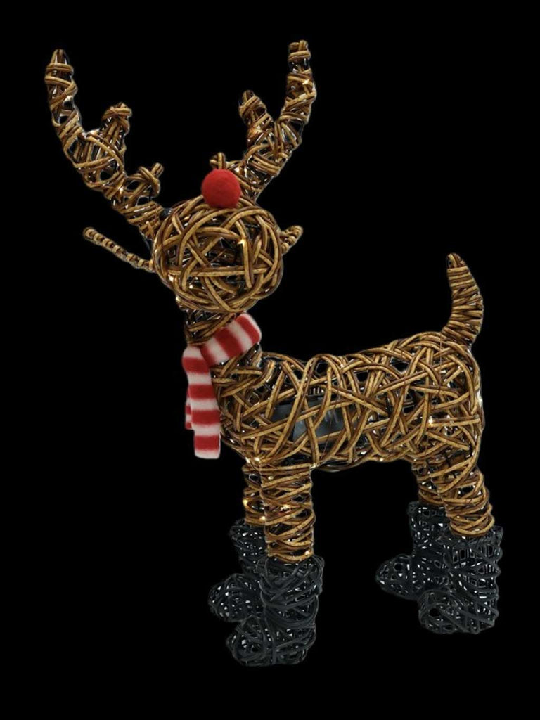 52cm Brown Wicker Rudolph in Boots with 60 LEDS