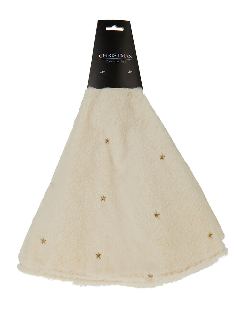 90cm Tree Skirt With Stars - White