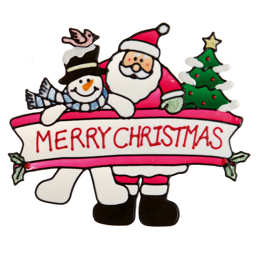 38cm Santa with Snowman Window Cling