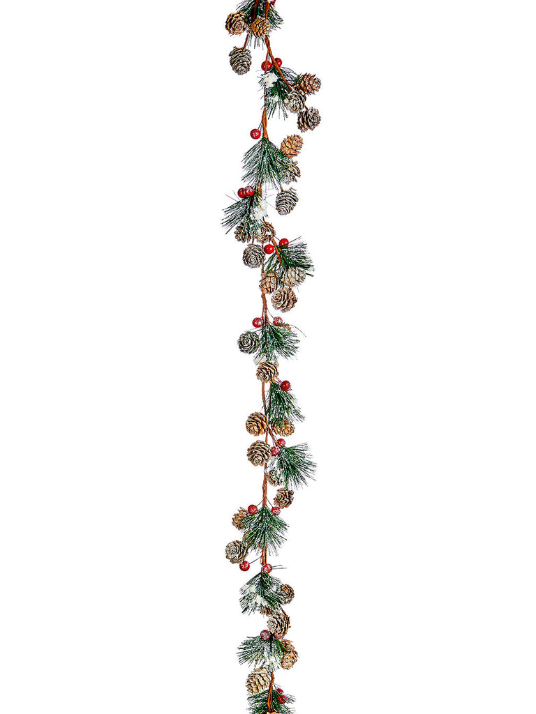 1.2M Natural Frosted Cone with Berries Garland