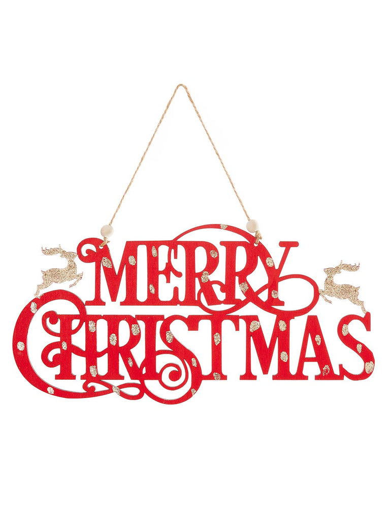 40cm Red Merry Christmas Wall Hanging Sign