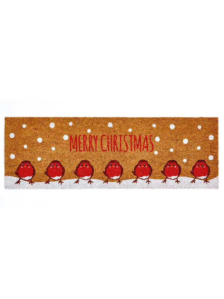 40cm x 1.2M Merry Christmas with - Robins Door Mat