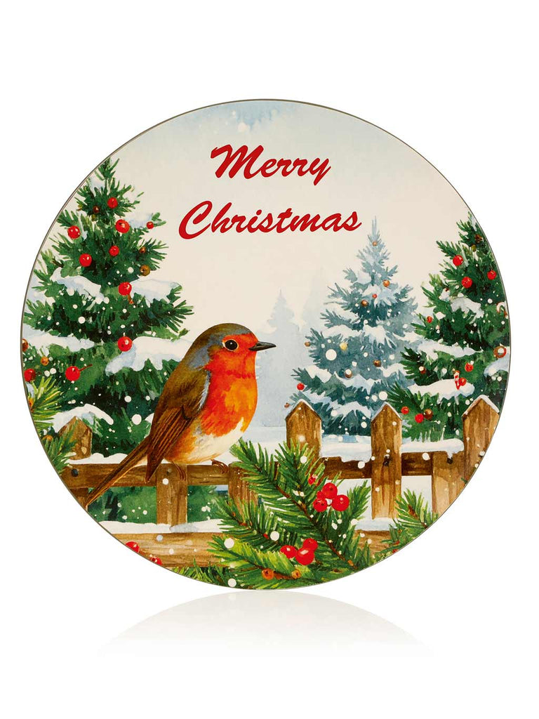 40cm Merry Christmas Robin Charger Plate