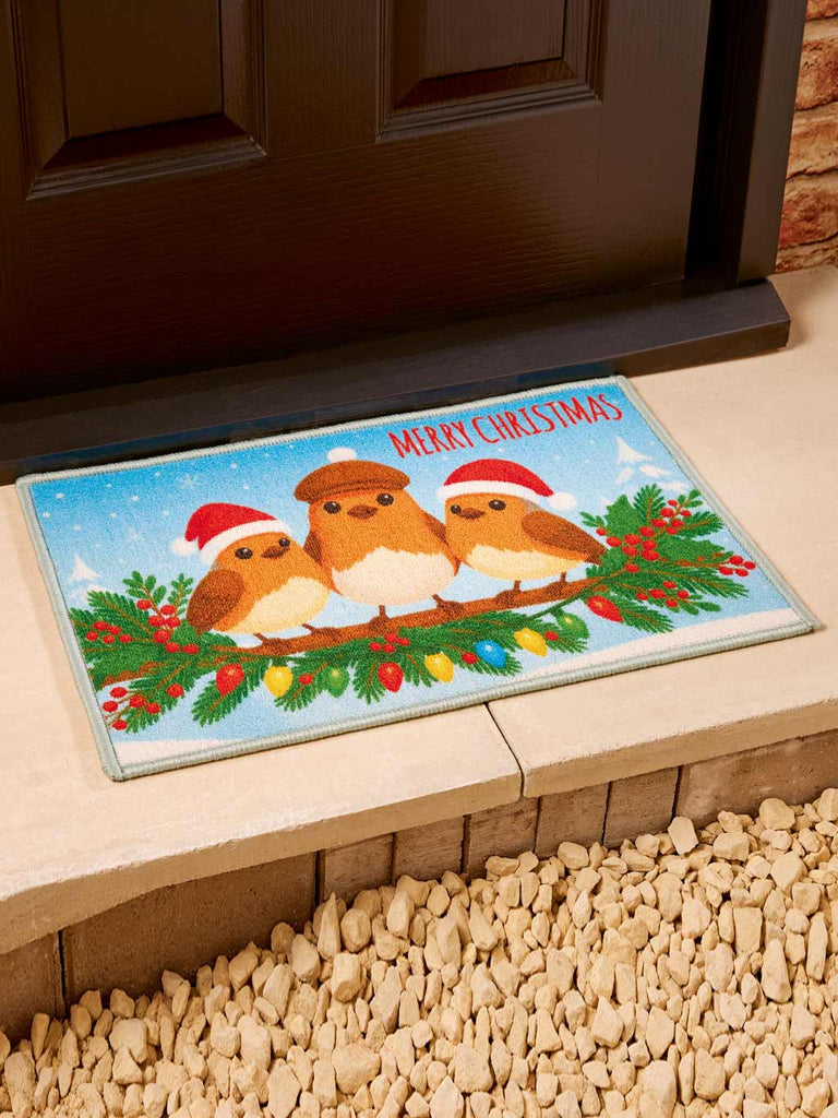 40 x 60cm Trio of Robins Washable Doormat