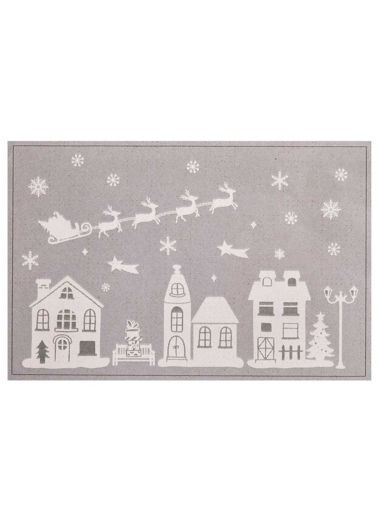 1M White Village Scene with Santa Sleigh Window Stickers