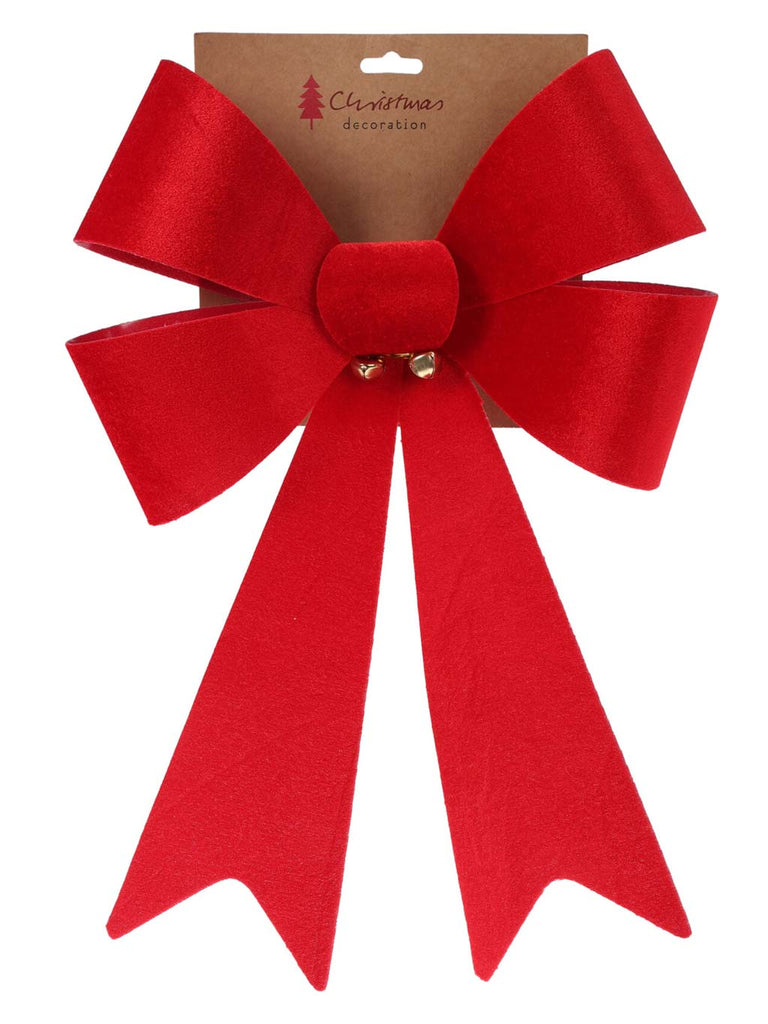 45cm Bow with Bells - Dark Red