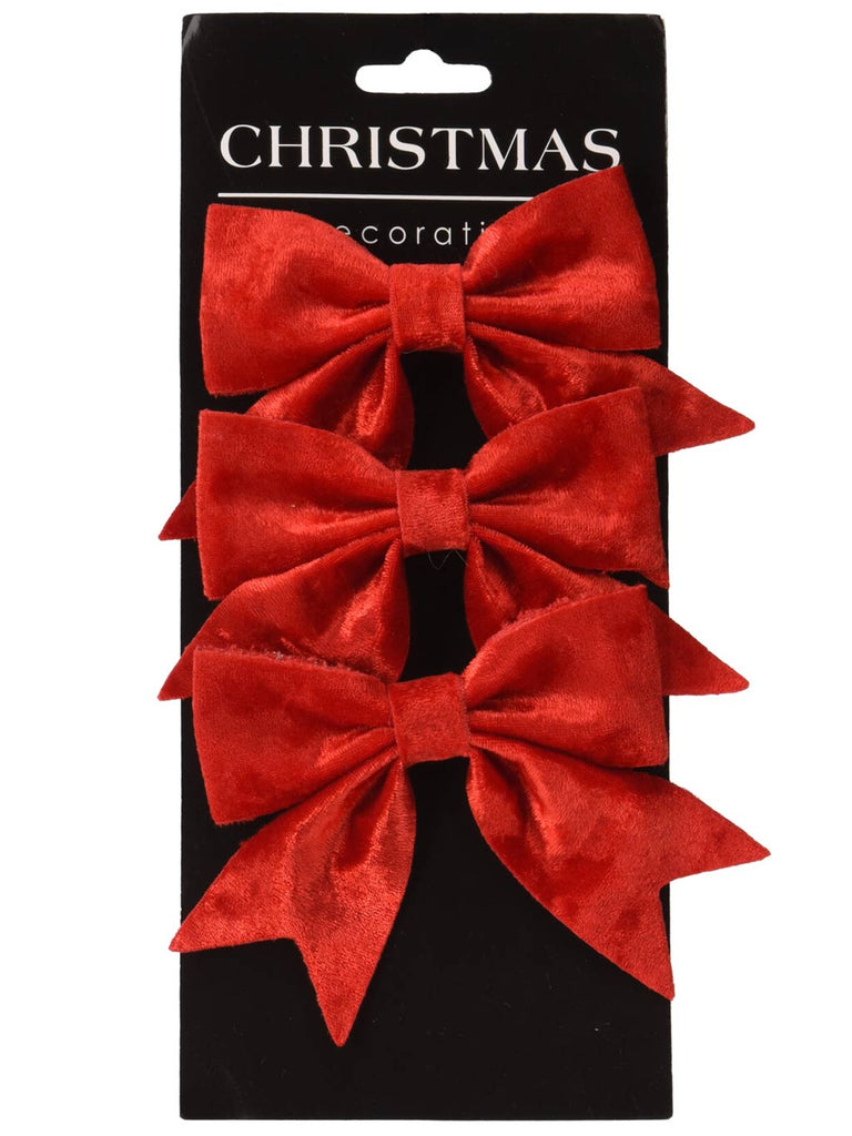 Pk 3 Velvet Bow - Red