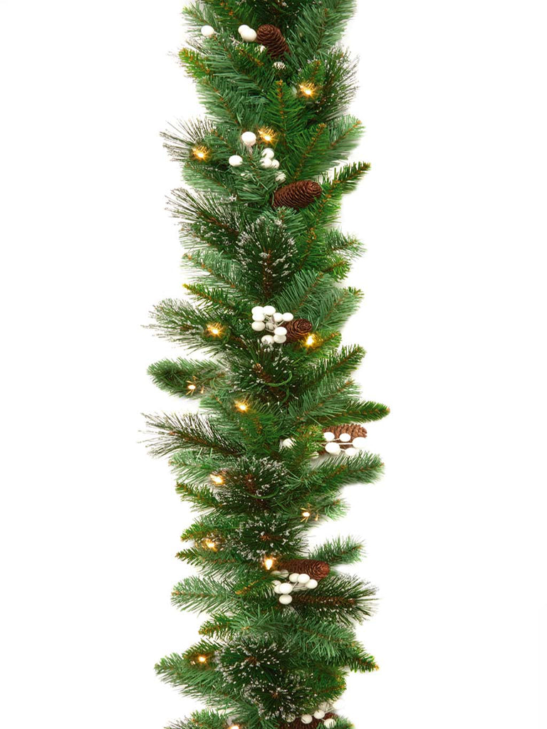 2.7m Prelit Crestwood Garland - Warm White