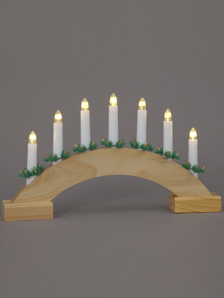 B/O LED Natural Wooden Candle Arch