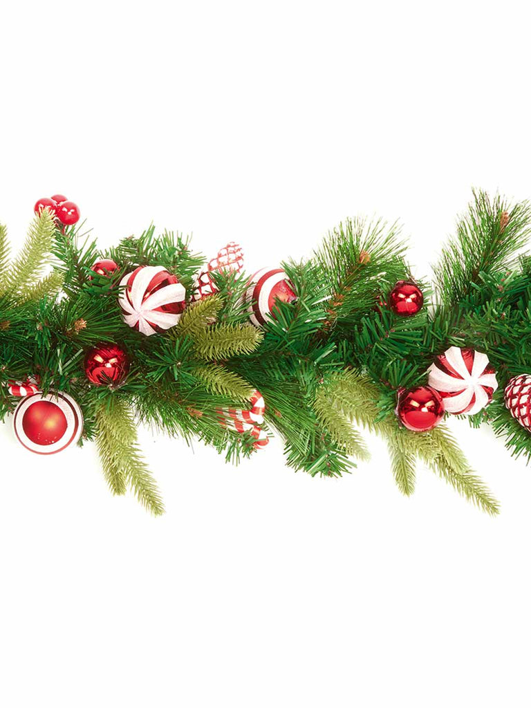 1.8M Candy Cane Garland with Cones