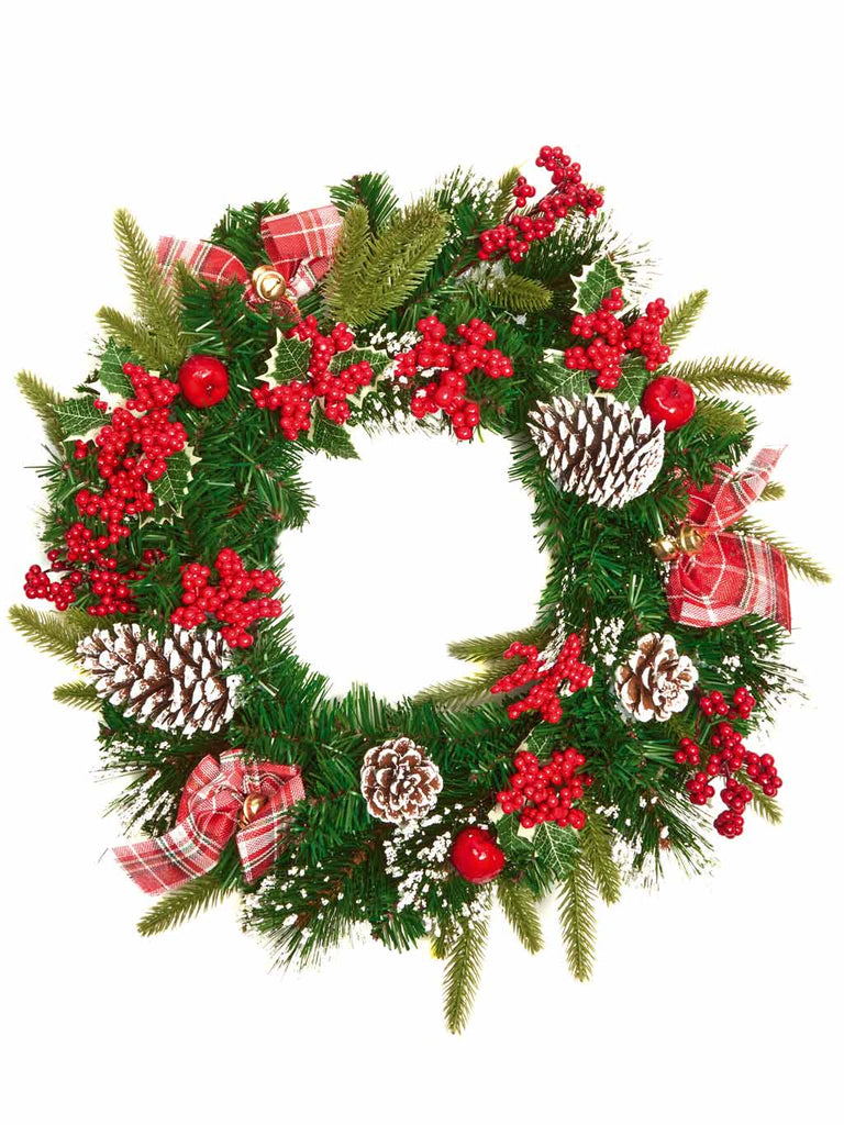 50cm Wreath with Holly & Ribbon