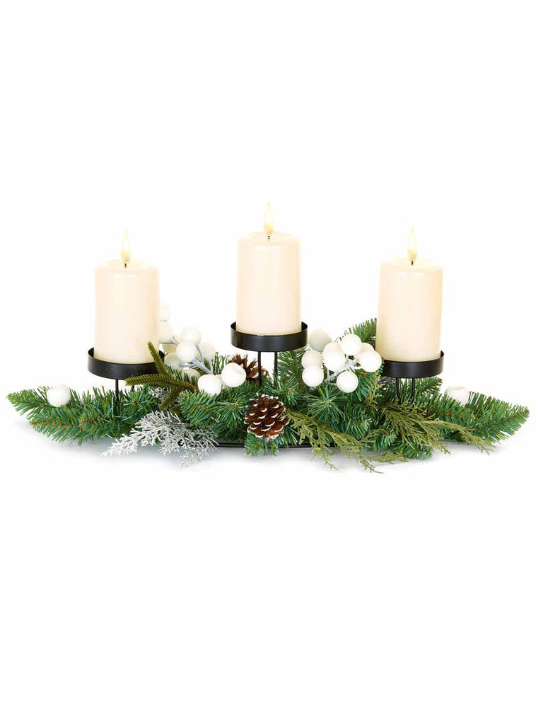 60cm Snowy Leaf & Berry Centrepiece