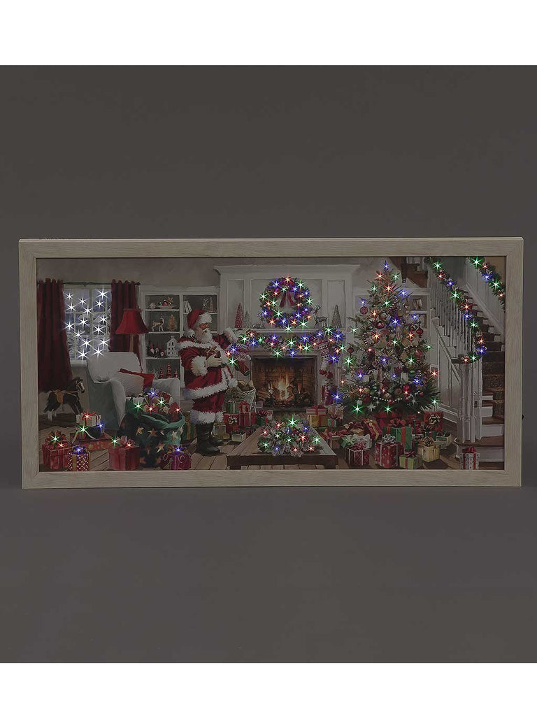 B/O Fibre Optic 30x60cm Framed Canvas - Santa