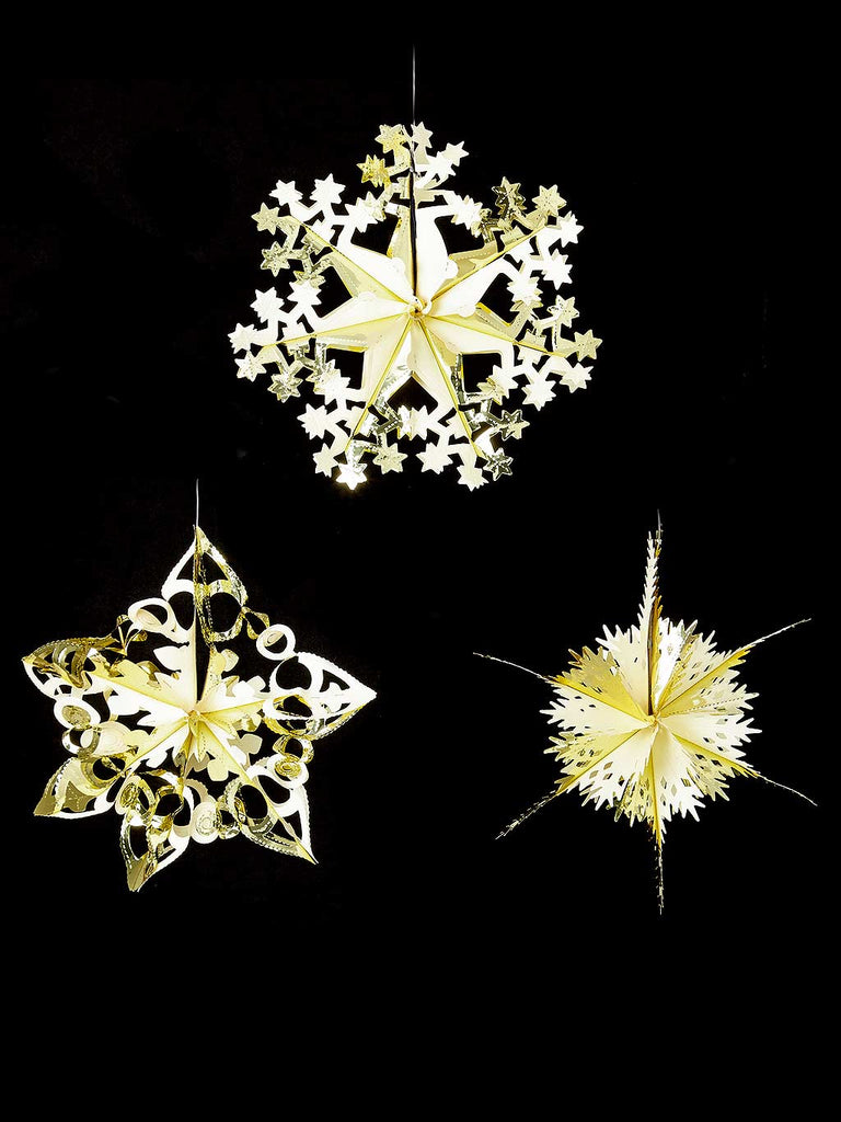 40cm Foil Starburst Christmas Decoration - Gold-Ivory