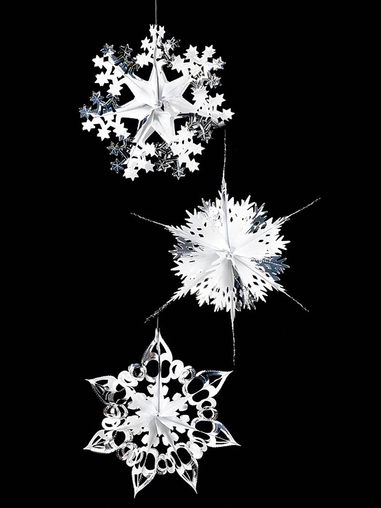 40cm Foil Starburst Christmas Decoration - Silver & White