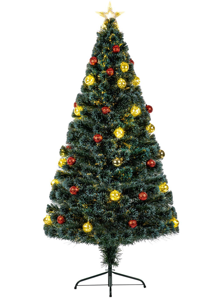 1.8m (6ft) Fibre Optic Tree - Red & Gold Baubles