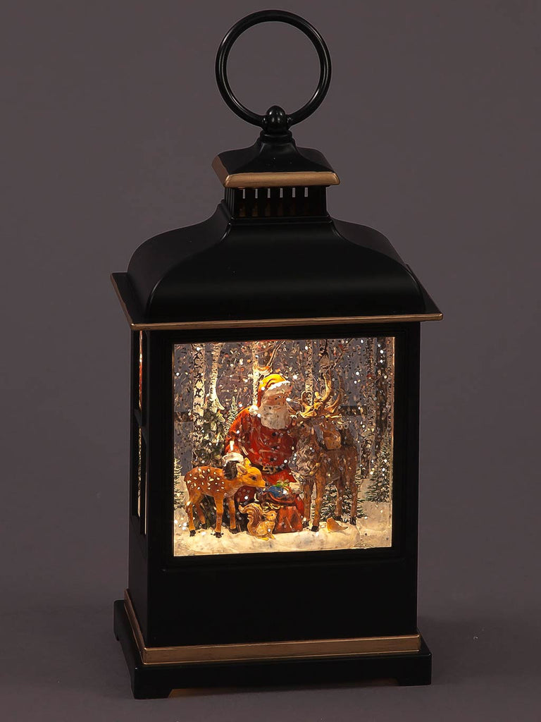 B/O 27cm Water Lantern with Santa and Deer