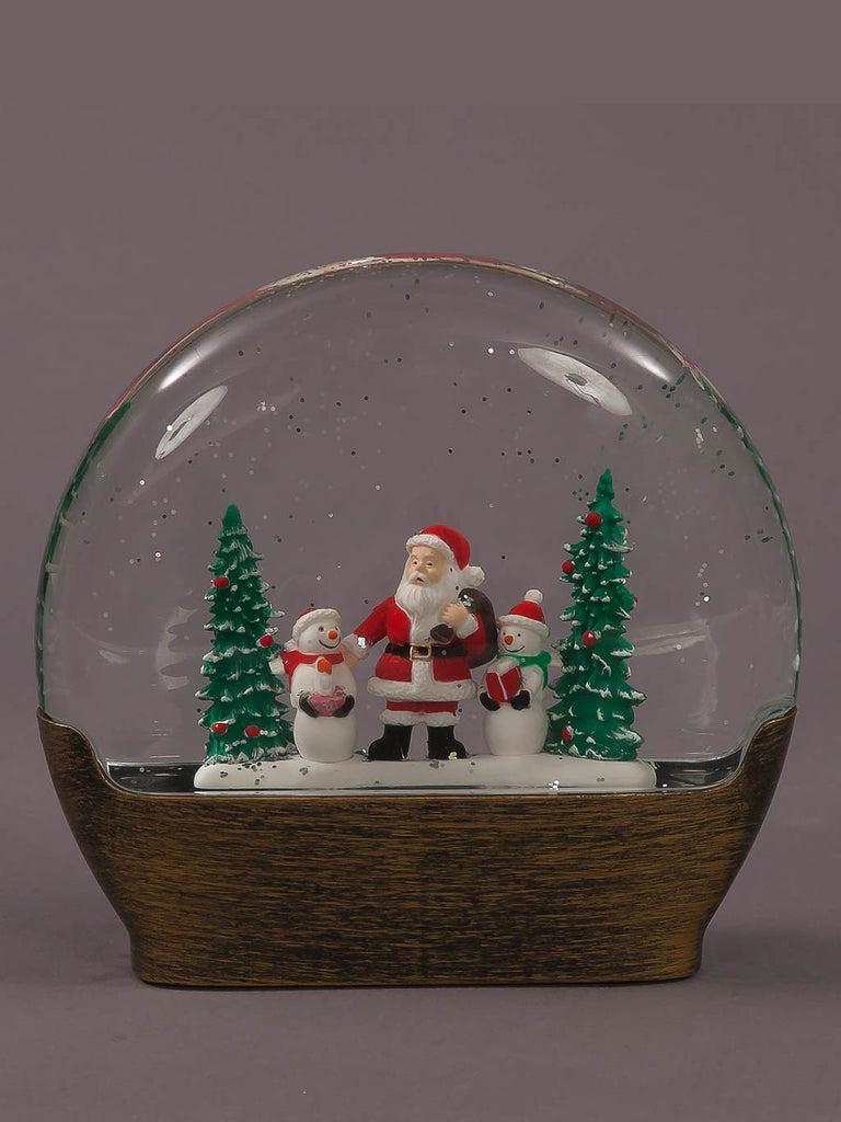 B/O 19cm Water Dome Spinner with Santa, Snowmen & Trees