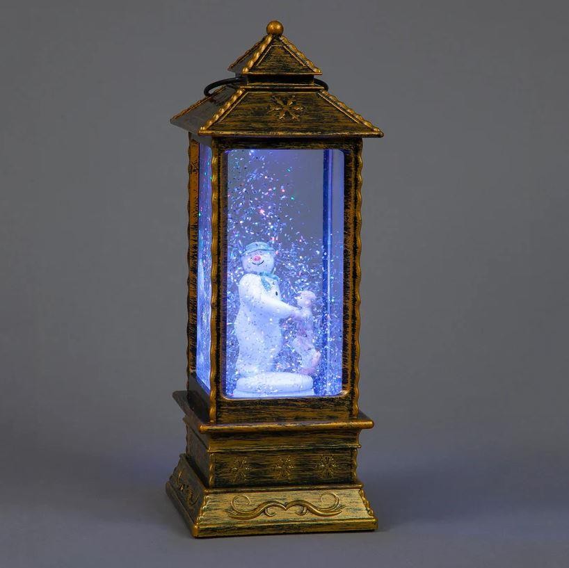 29cm Water Lantern with Snowman & James RGB LED