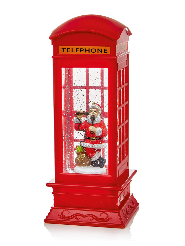 27cm Red Telephone Box W-Phone - Santa Water Spinner