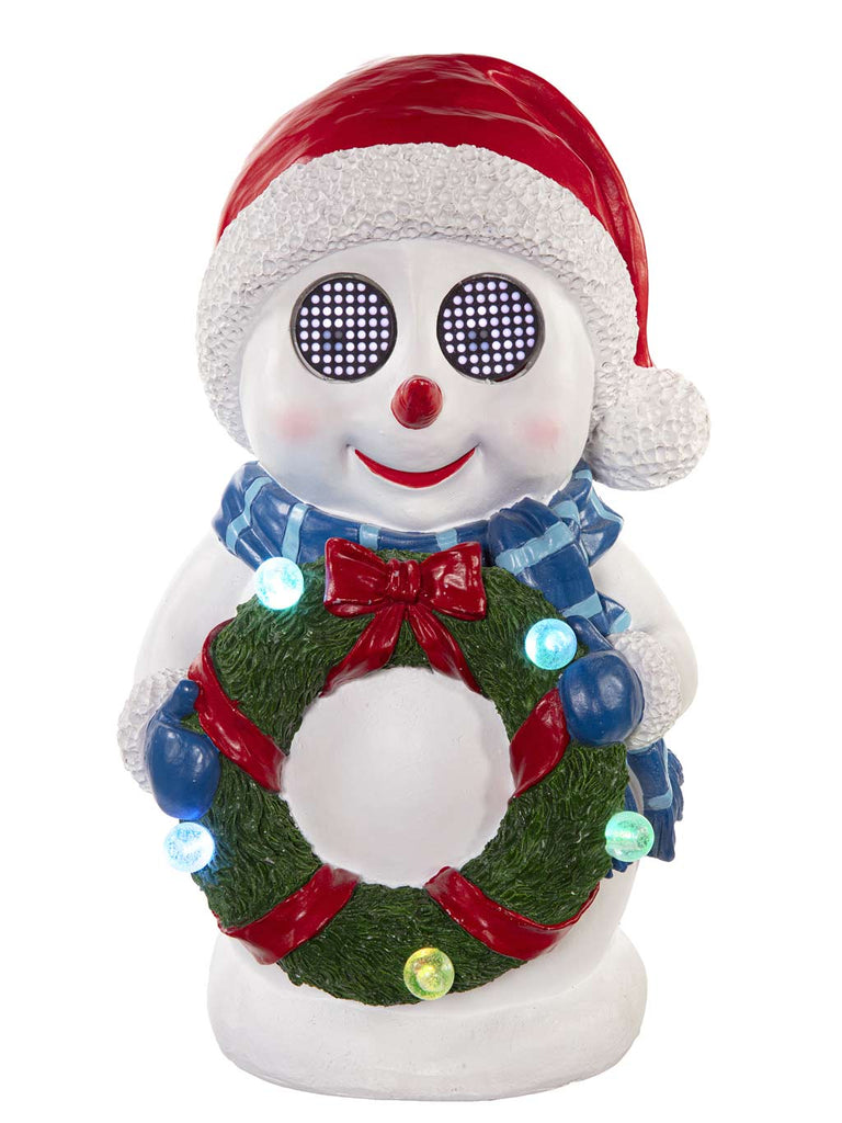 36cm B/O Lit Eye Snowman Holding Wreath