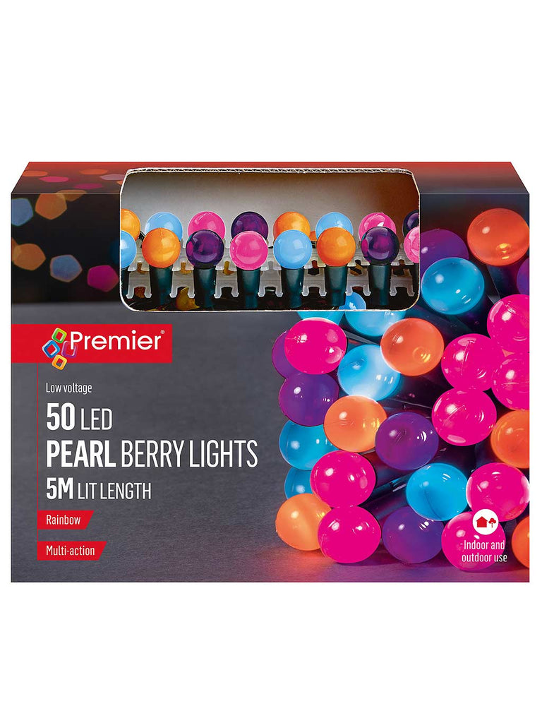 50 Multi-Action Pearl Berry Lights - Rainbow Leds