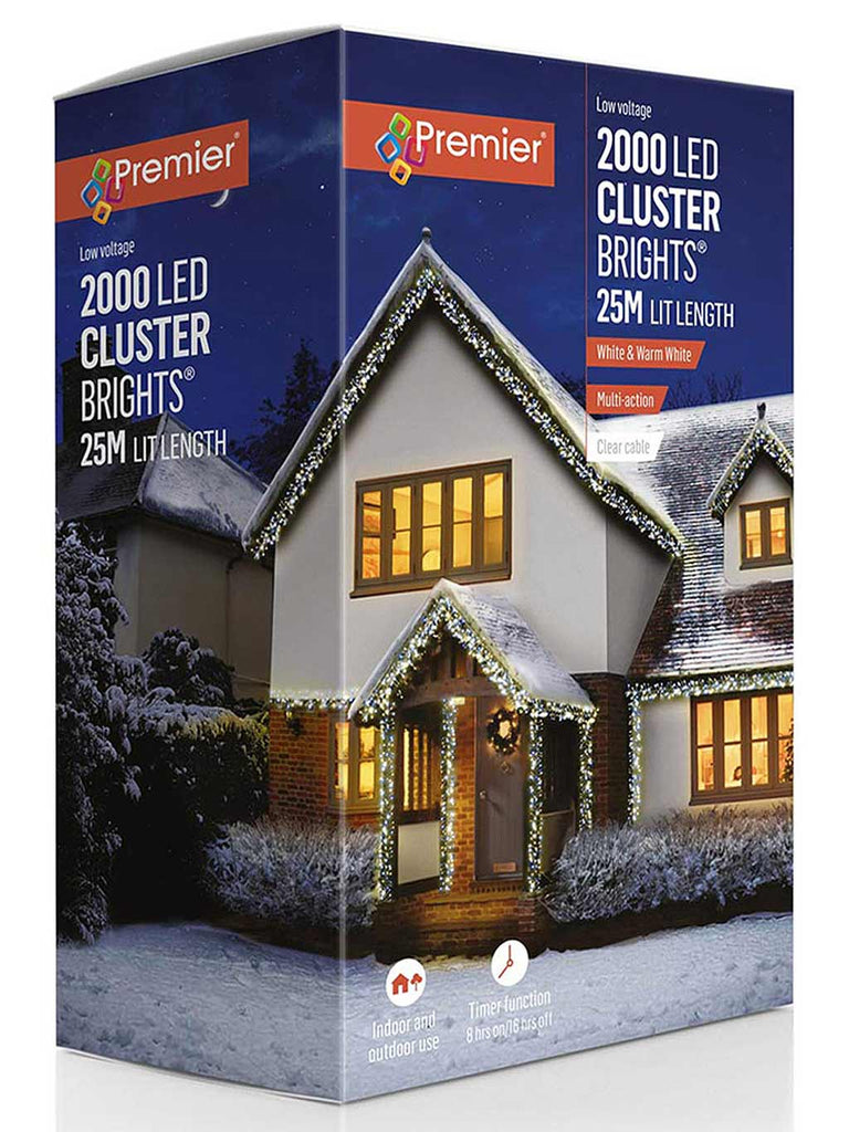 2000 Multi-Action LED Cluster Brights with Timer - White and Warm White