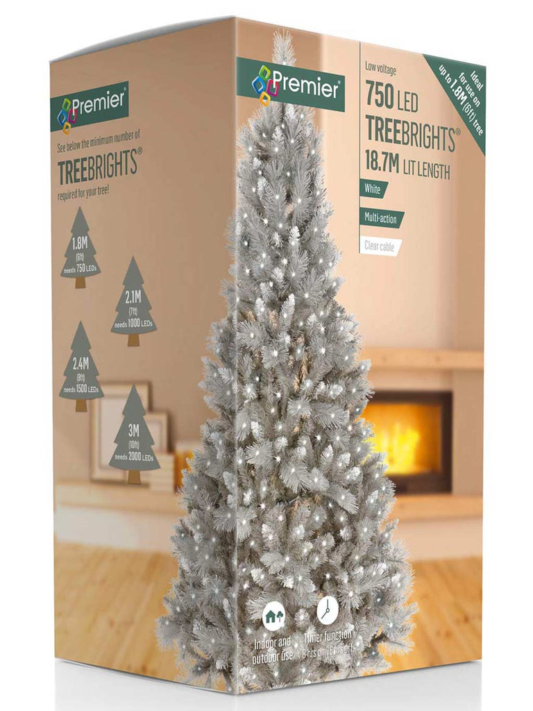 750 LED Multi-Action Treebrights with Timer & Clear Cable White