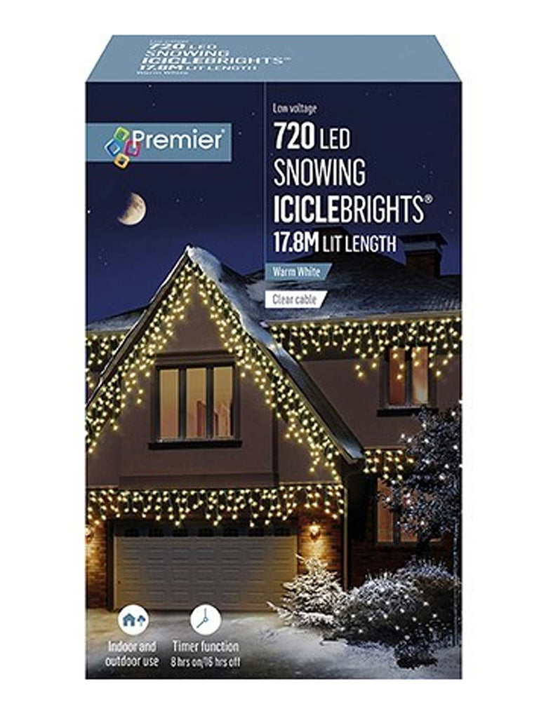 720 LED Snowing Christmas Icicle Lights - Warm White