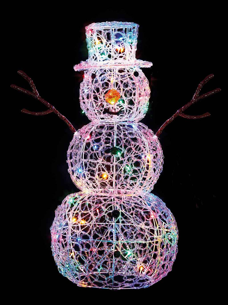 90cm Multi-Action Lit SoAcrylic Snowman with 80 Multi LEDs