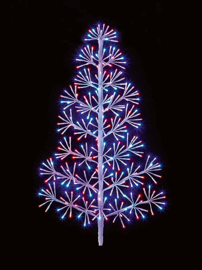 90cm Tree Starburst with 296L Twinkle & Timer - White with Rainbow