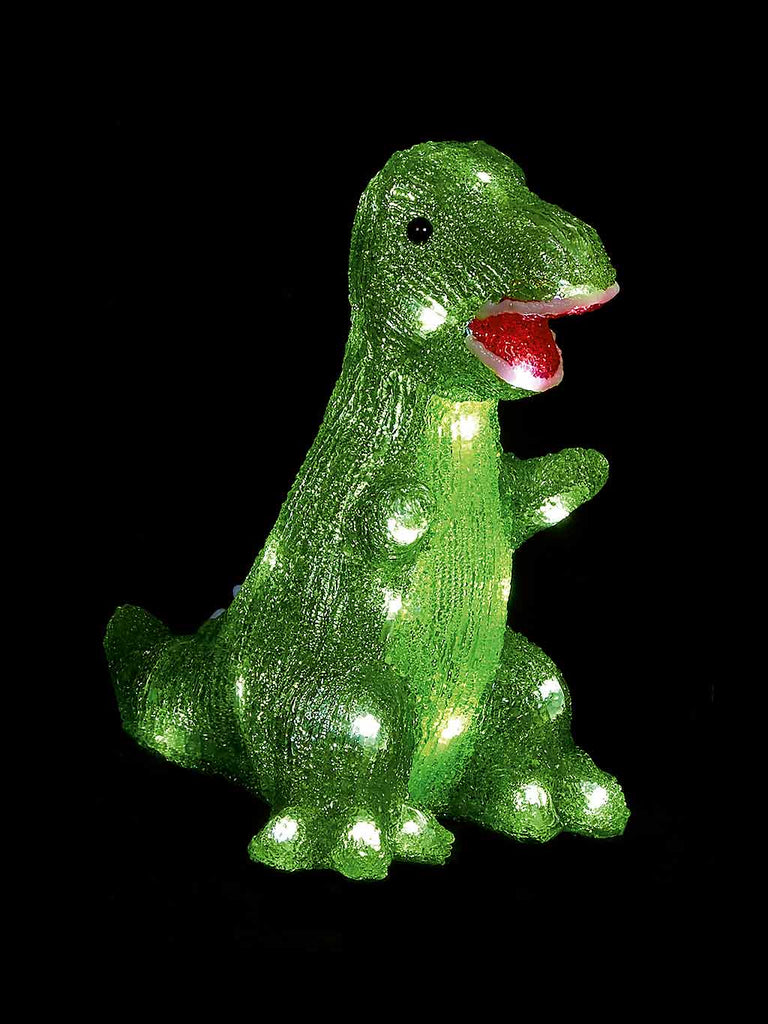 24.5cm Green Acrylic Dinosaur with 30 White LEDs