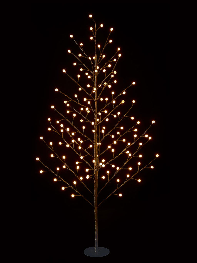 1.8M Lit Black Tree w-Ballcaps and 128 Warm White LEDs