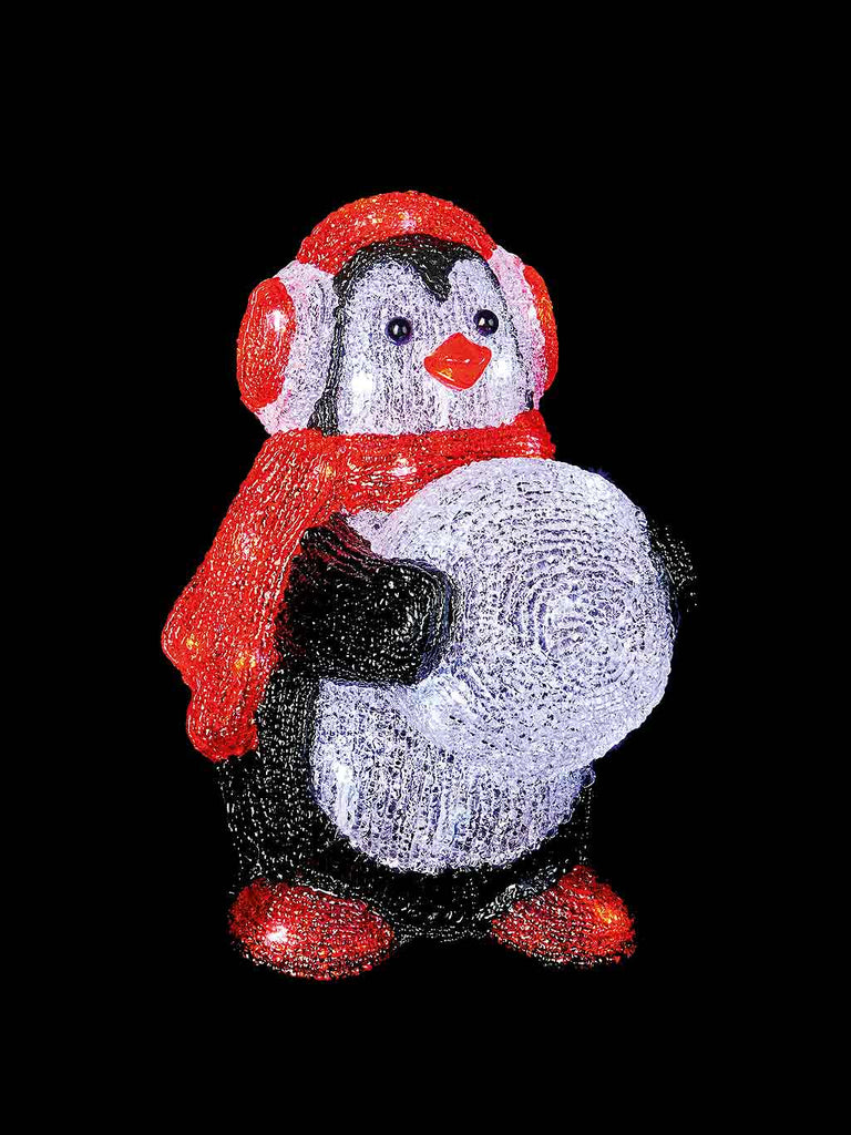 30cm Acrylic Penguin with 30 White LEDs - Snowball