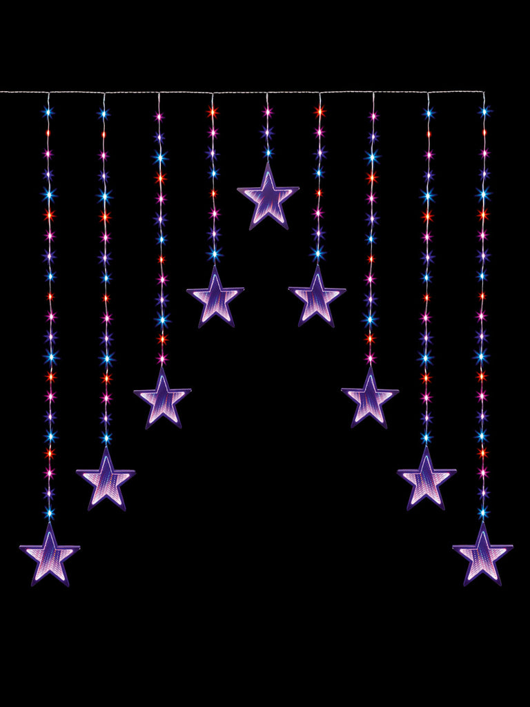 1.2 x 1.2M M/A Infinity Stars V Curtain with 465 LEDs Rainbow