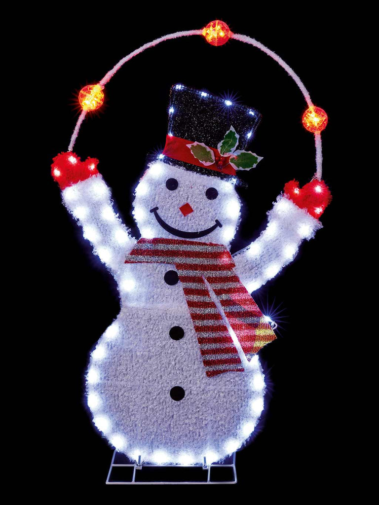 1.5M x 88cm Snowman with Snowflakes Tinsel Ropelight Silhouette