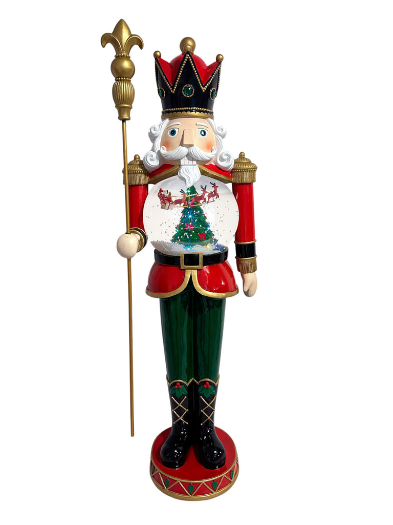 1.16m Lit Standing Musical Nutcracker Snow Blower