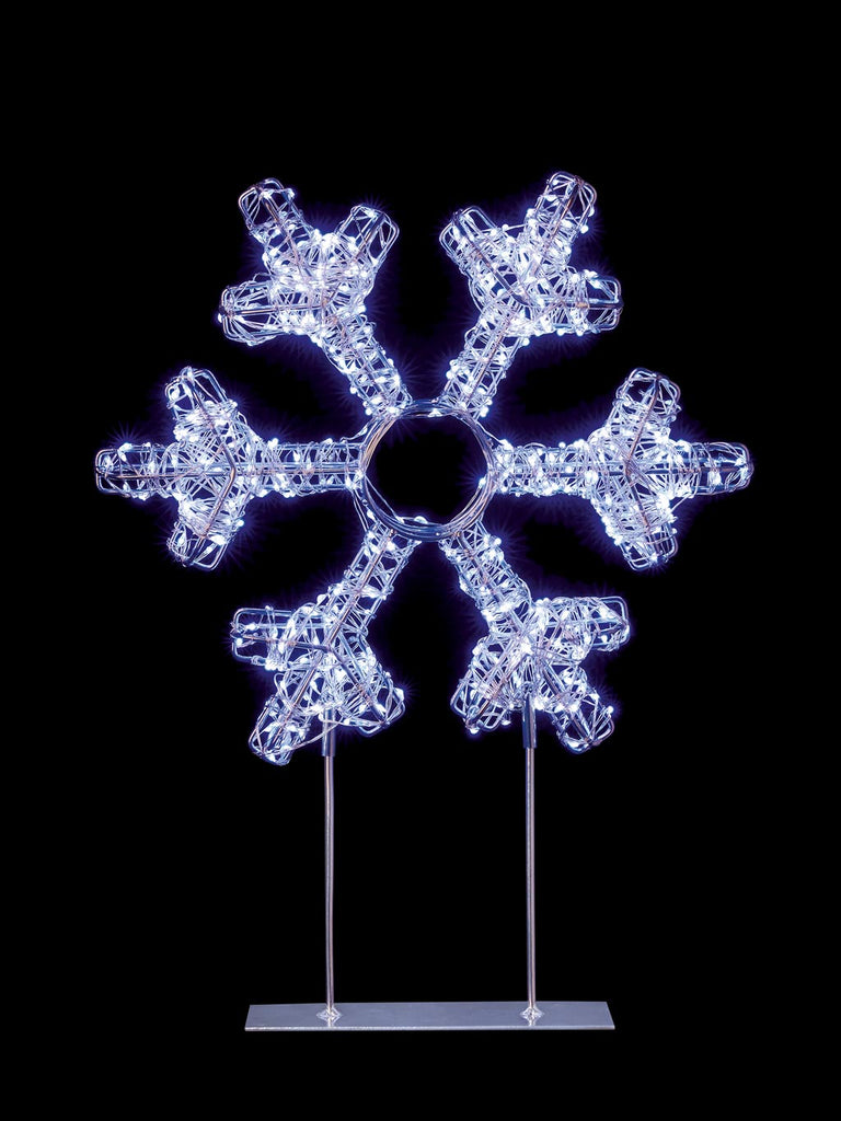 45cm Silver Snowflake with 720 Twinkling LEDs - White