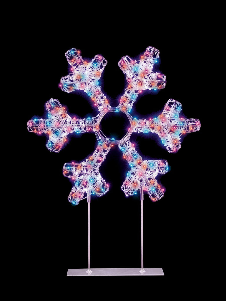 45cm White Snowflake with 720 Twinkling LEDs - Rainbow