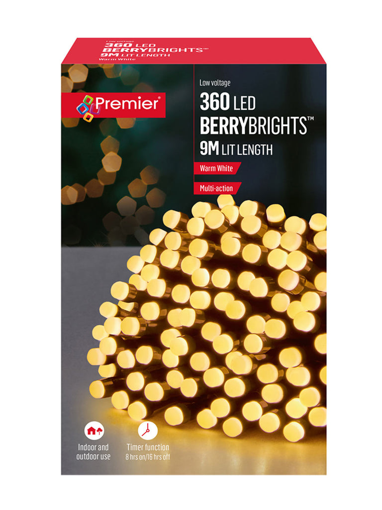 360 LED Multi-Action Berry Brights with Timer & Green Cable