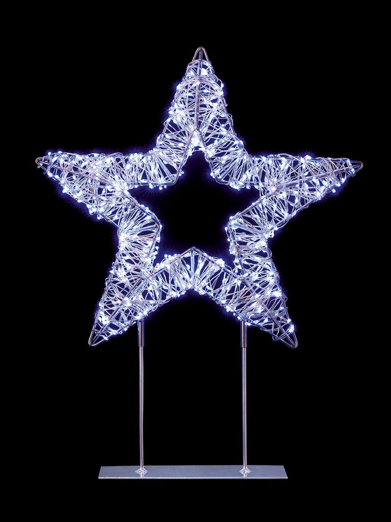 45cm Silver Star with 720 Twinkling LEDs - White