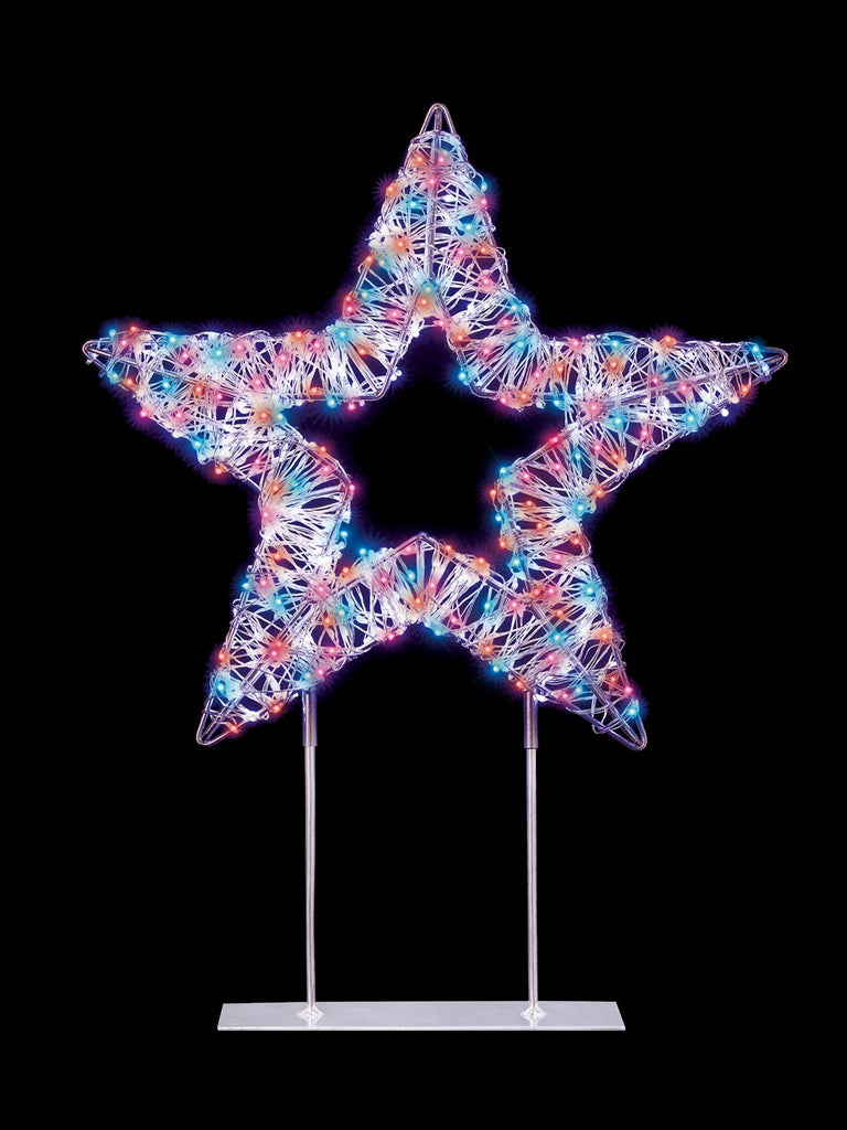 45cm White Star with 720 Twinkling LEDs - Rainbow