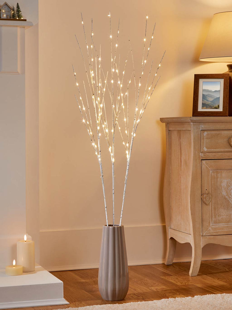 1.1M Set of 3 Lit White Birch Branch