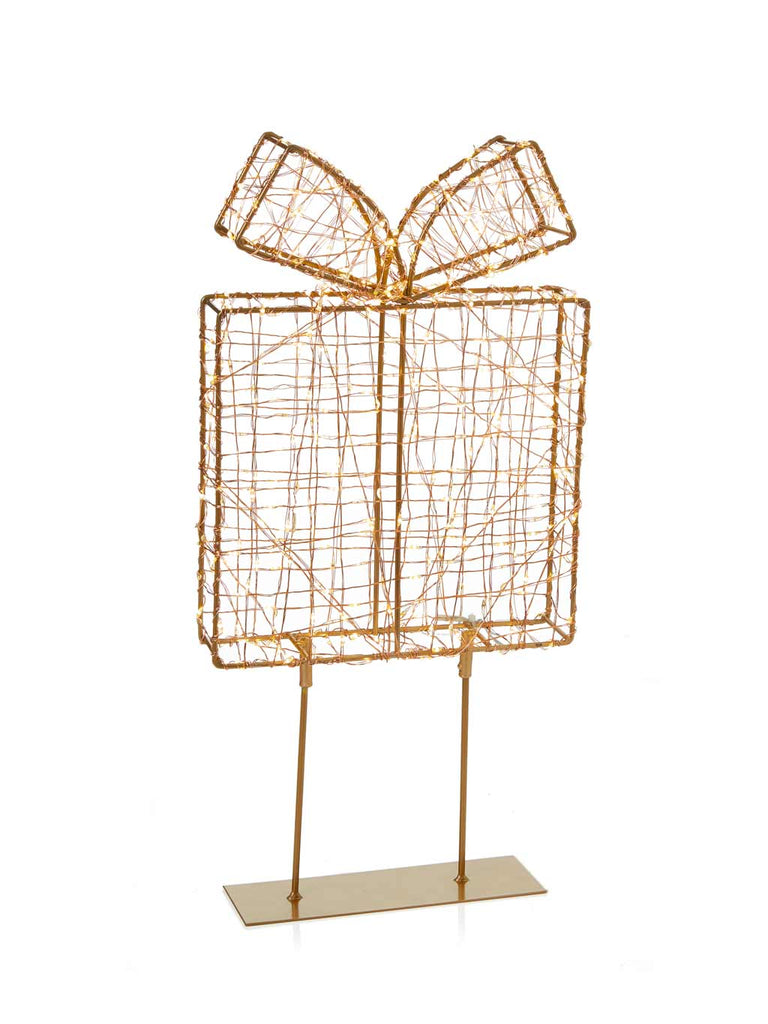 45cm Rose Gold Parcel with 500 Twinkling LEDs - Warm White