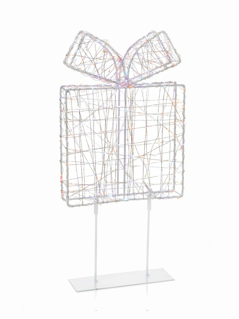 45cm White Parcel with 500 Twinkling LEDs - Rainbow