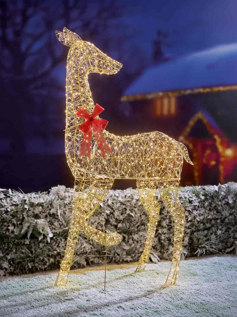 1.75M Lit Golden Elegance Twist Reindeer with 880 Warm White LEDs
