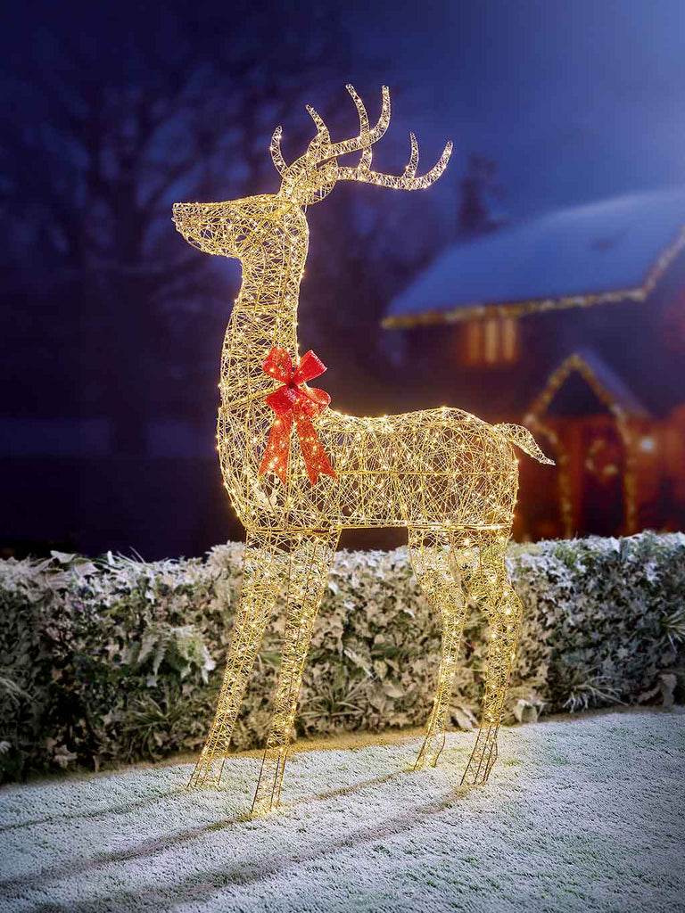 2M Golden Elegance Twist - Tall Standing Stag with 1000 Warm White LEDs