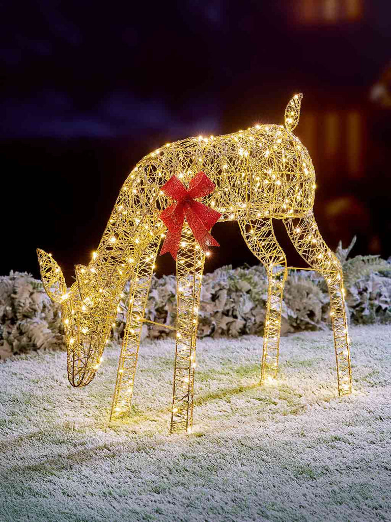 72cm Golden Elegance Twist - Grazing Doe with 300 Warm White LEDs