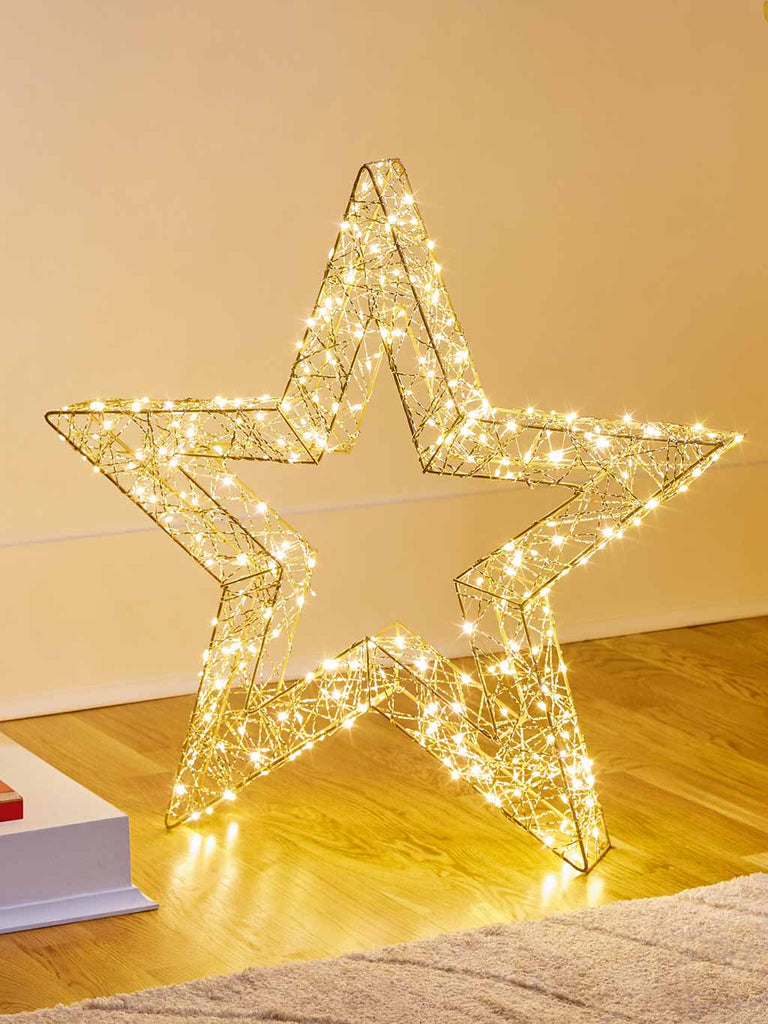 50cm Lit Golden Elegance Twist Star with 240 Warm White LED